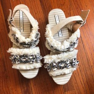 Zara tracfaluc jeweled platform sandals Sz 38